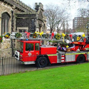 Image of a firetruck emergency services vehicle hearse